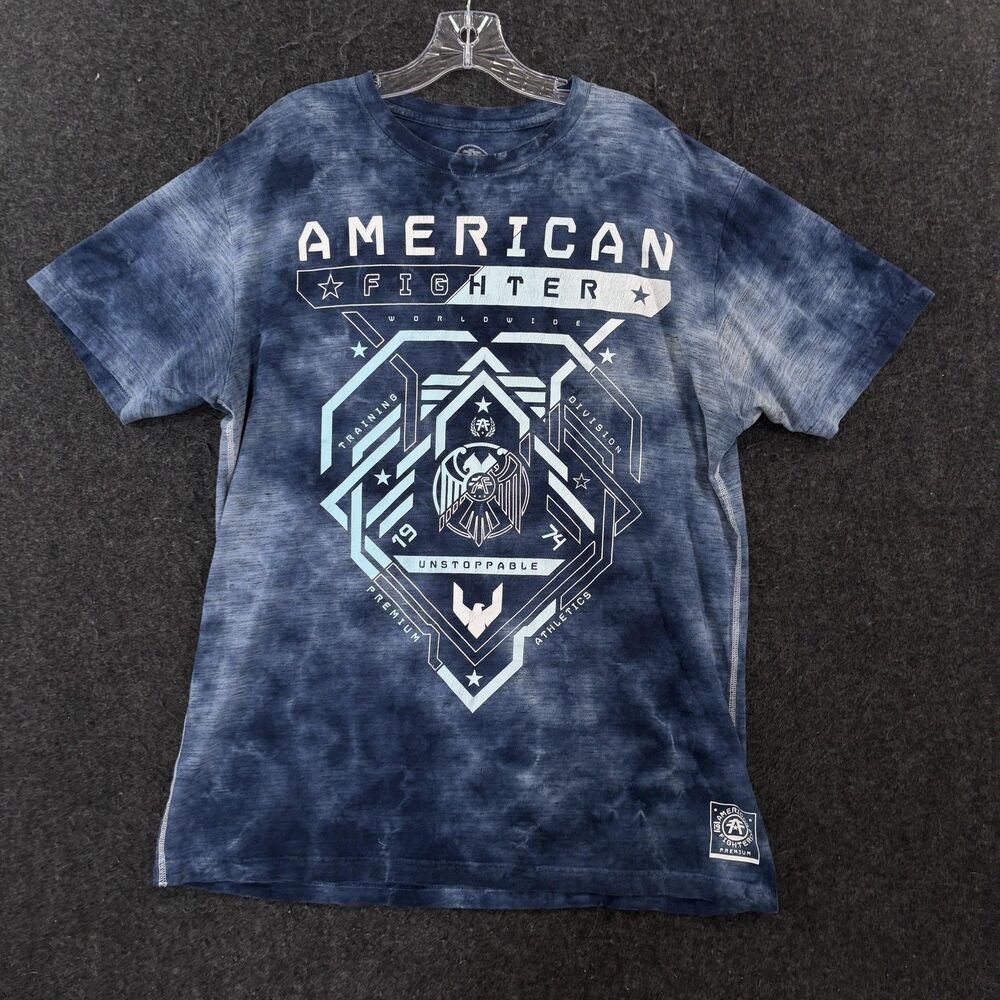 American Fighter Shirt Men's XL Blue Tie Dye Premium Athletics Graphic MMA Tee